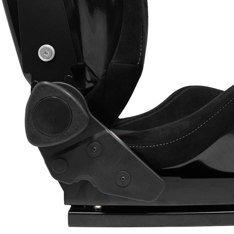 Sportstoel 'NK Premium' - Zwart Suede + Grijs 'Mesh' textiel - Dubbelzijdig verstelbare polyester rugleuning - incl. sledes