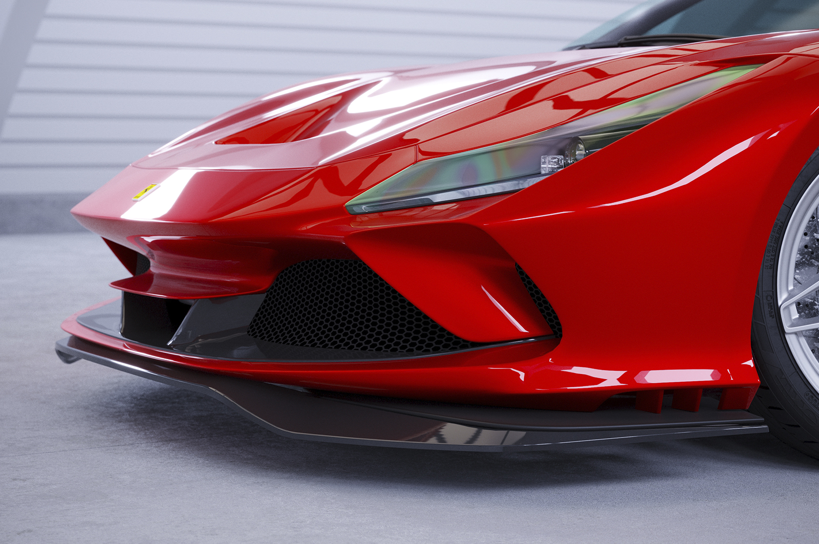Voorspoiler Ferrari F8 Tributo / Spider CSR Glans Zwart