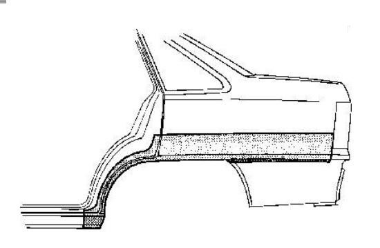spatbordrand, Sedan, links Opel Kadett E, 1984-1991