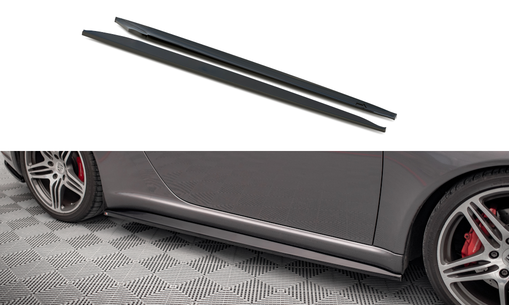 Zijskirts Porsche 911 Carrera 997 Facelift 2009 - 2011 Maxton Glans Zwart