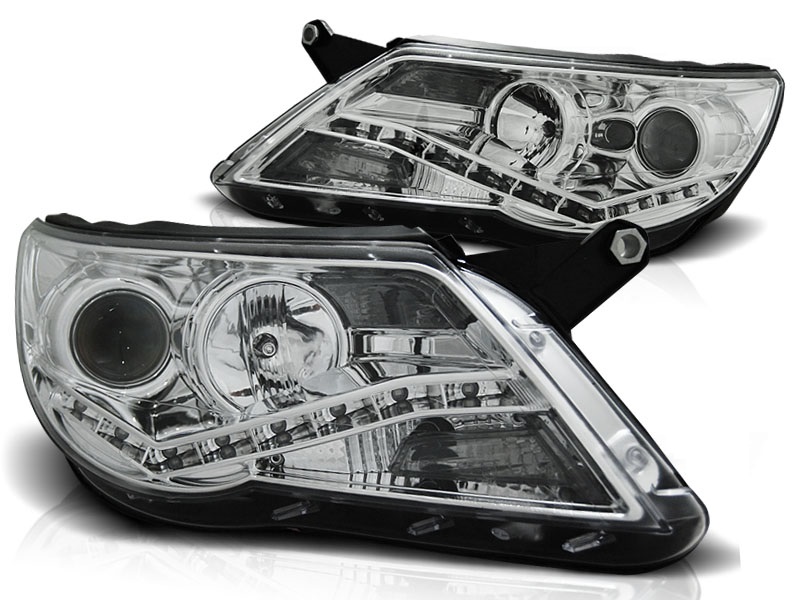 Koplampen VW Tiguan 07-11 DRL look chroom