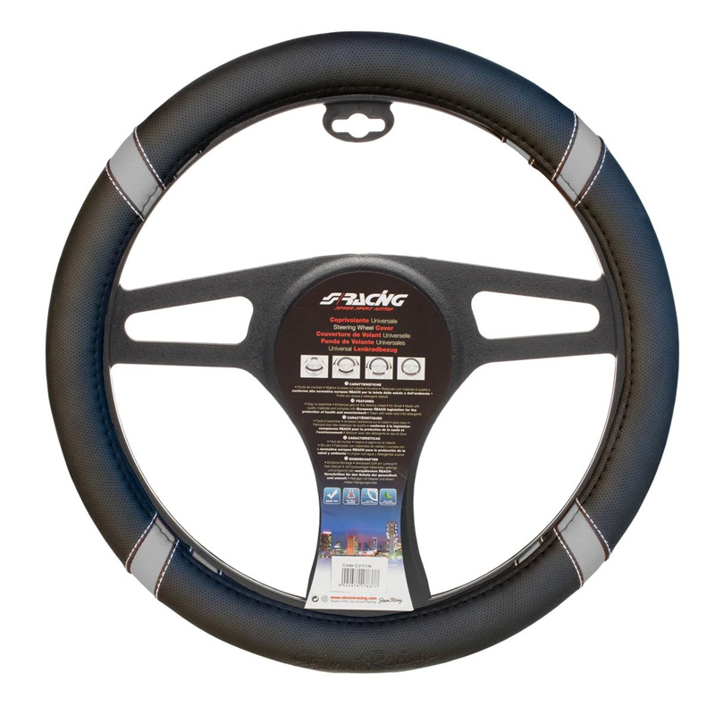 Simoni Racing Stuurwielhoes Cross - Zwart Eco-Leder/Grijs - 37-39cm
