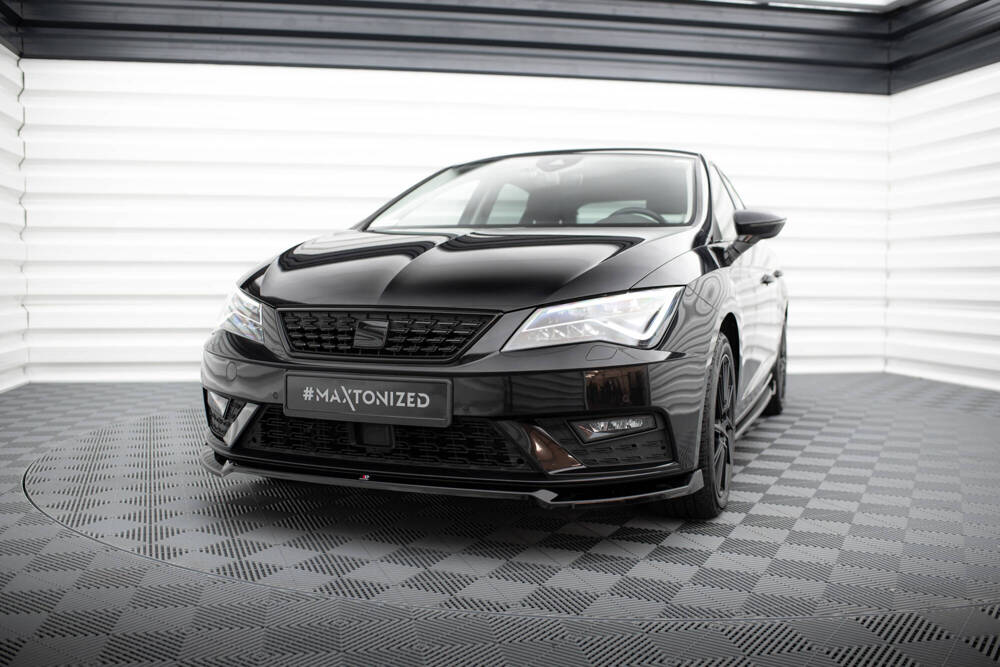 Voorspoiler V.2 Seat Leon 5F FL Maxton Glans Zwart
