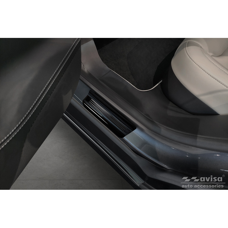 Zwart glanzend RVS Instaplijsten  Tesla Model S 2012-2016 & Facelift 2016- 'E-Power' - 4-delig