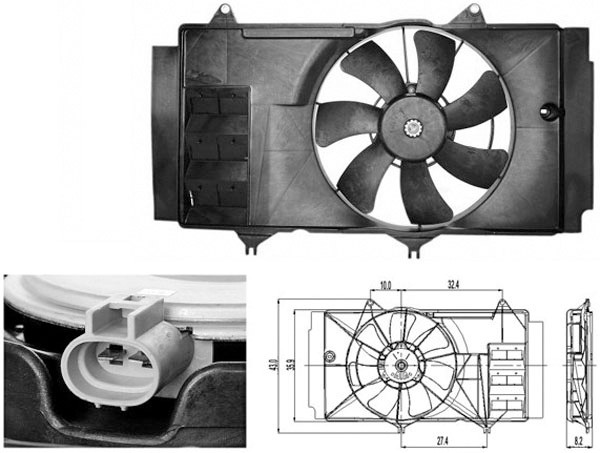 Radiator FAN COMPLEET YARIS 01.05 ALLEEN DIESEL