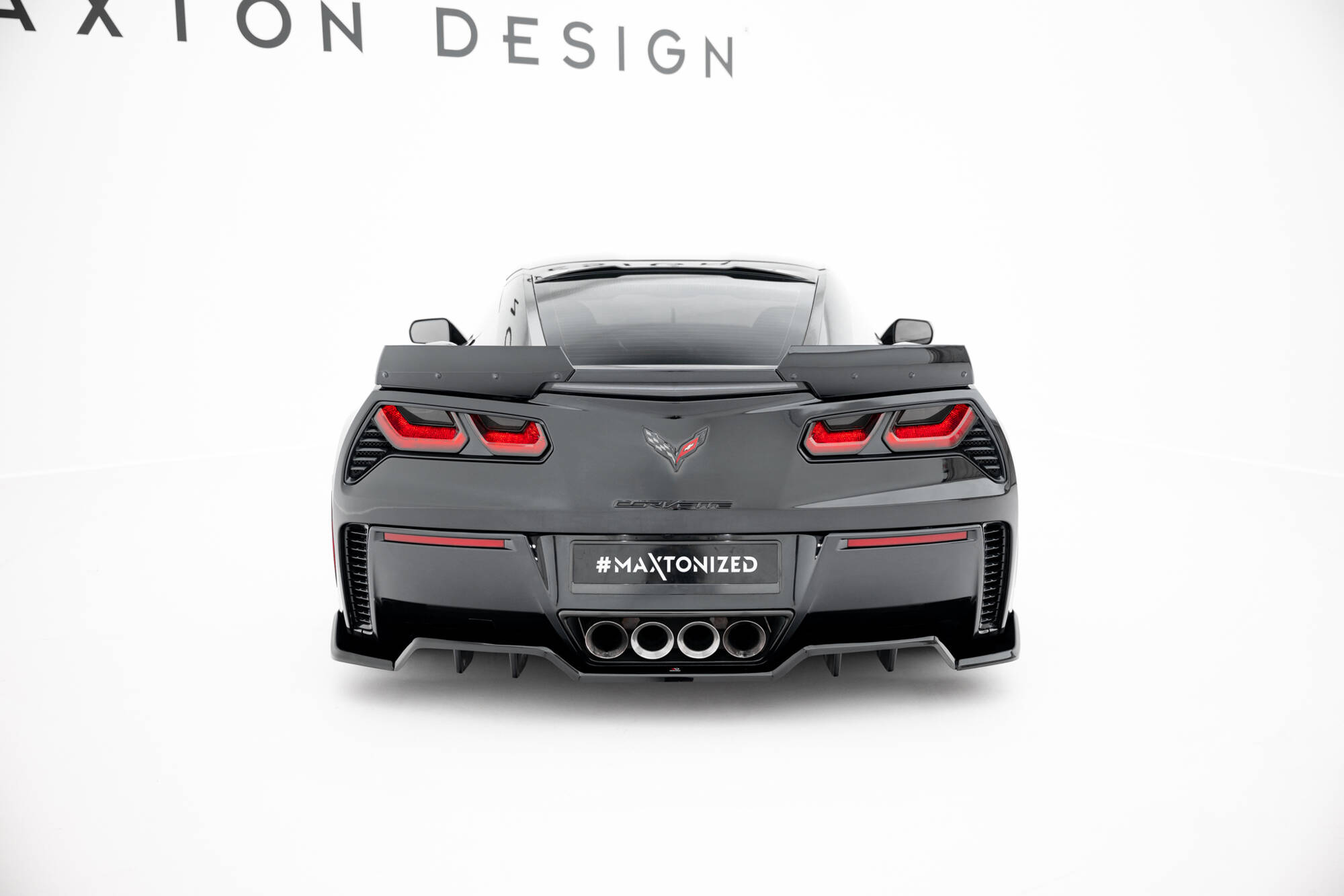 Achter Diffuser + Achterzij spoilers Chevrolet Corvette Z06 C7 Maxton Glans zwart