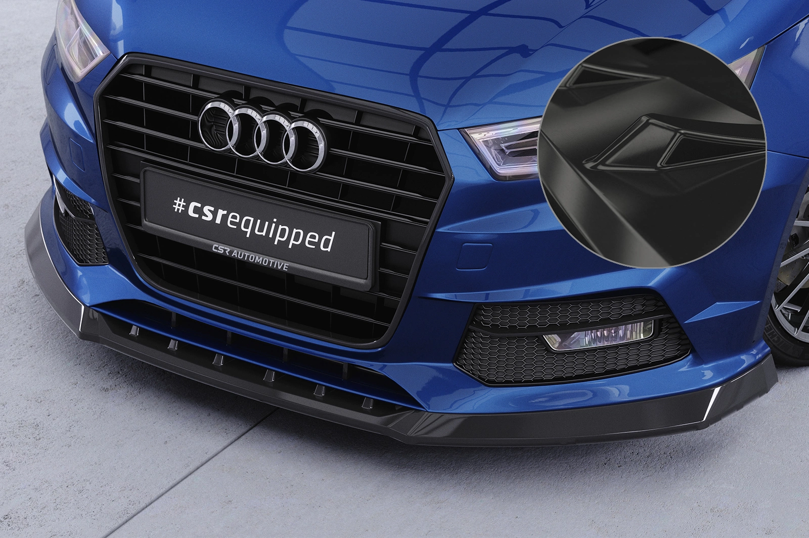 Voorspoiler Audi A1 8X glans zwart – 2015–2018 (Facelift)