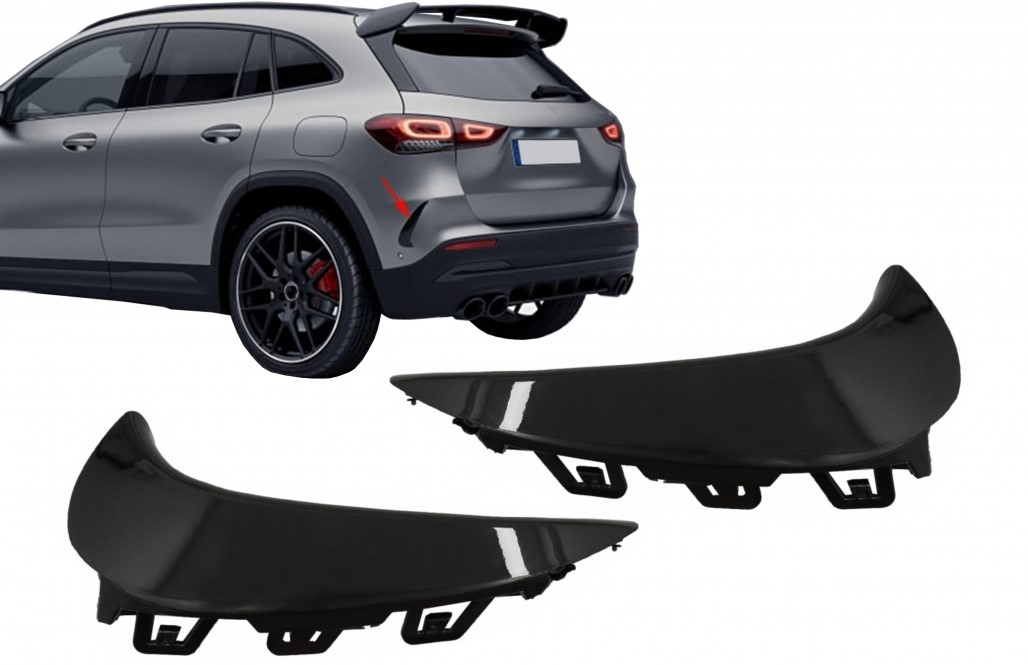 Aero Flaps achterbumper Mercedes GLA H247 GT Look Glans Zwart