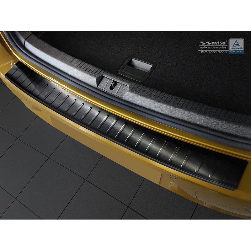 Zwart RVS Achterbumperprotector  Volkswagen Golf VII HB 3/5-deurs 2012-2017 & FL 2017-2019 'Ribs'