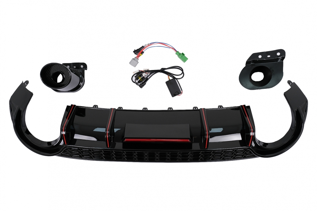 Diffuser Audi S3 Hatchback 8Y RS-Look Zwart met sierstukken