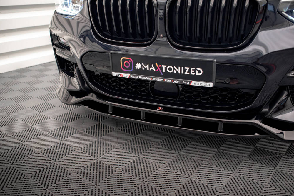 Voorspoiler V.2 BMW X3 M Pakket / M40D / M40i G01 Maxton Glans Zwart