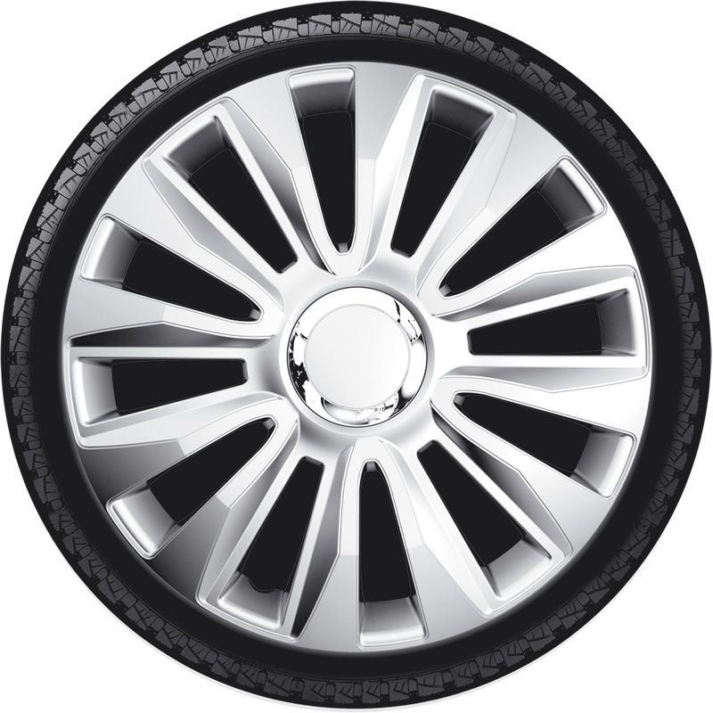 4-Delige Wieldoppenset Avalone Pro 15-inch zilver + chroom ring