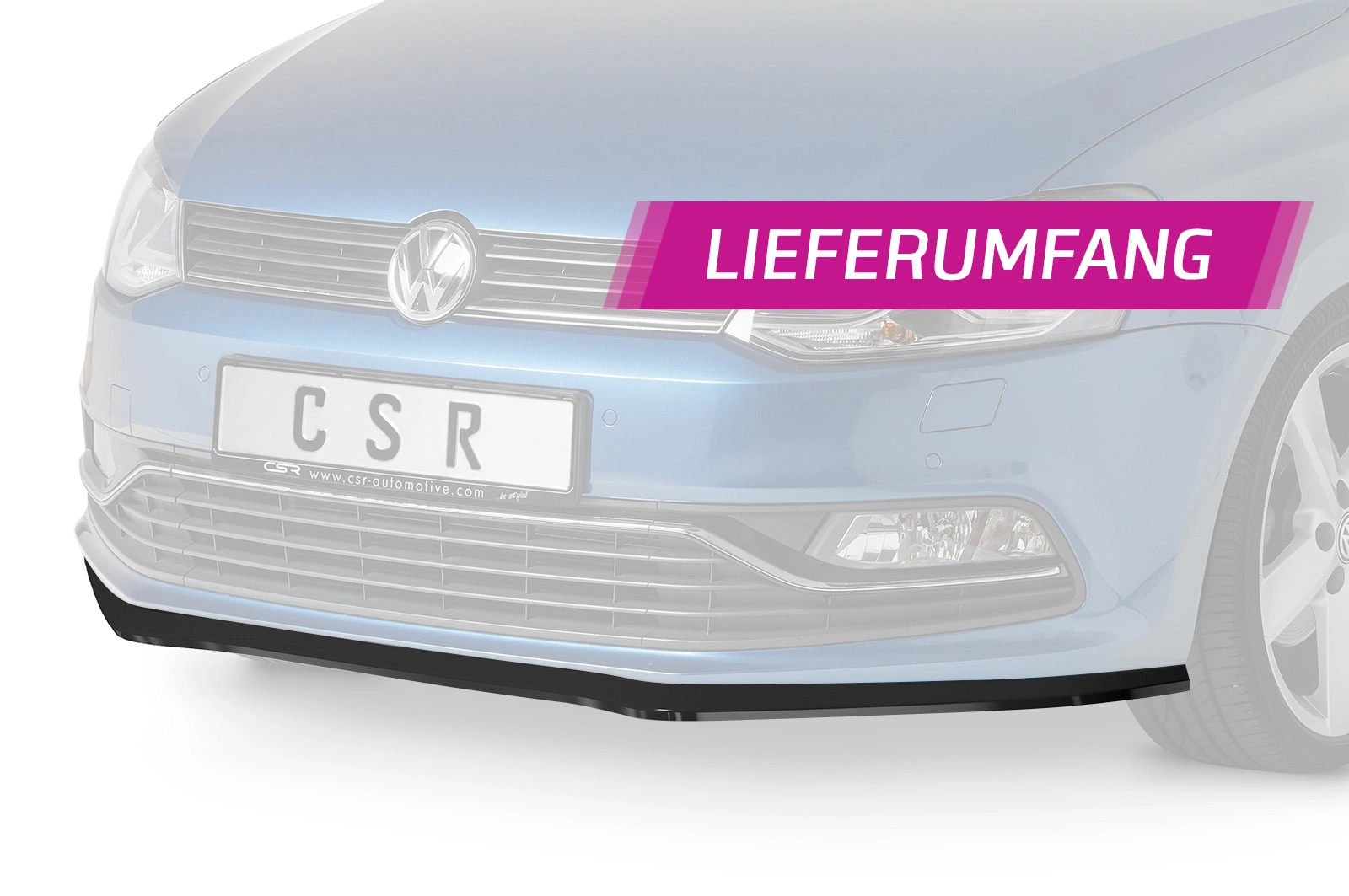 Voorspoiler VW Polo V (6R/6C) Basis/GTI Glans Zwart – 2009–2014 (GTI) / 2014–2017 (Basis)
