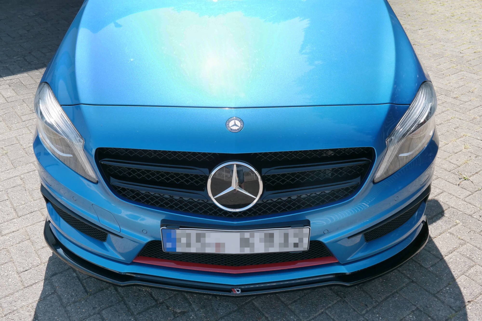 VoorSpoiler Mercedes W176 A45 AMG look M-Line Glans Zwart