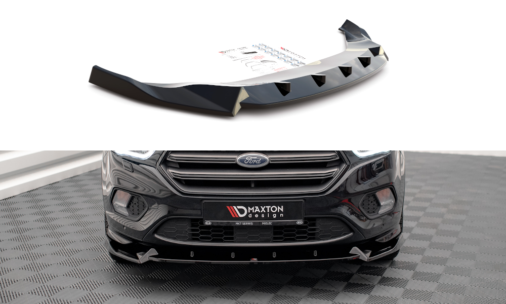 Voorspoiler V.2 Ford Escape ST-Line MK3 Maxton Glans Zwart