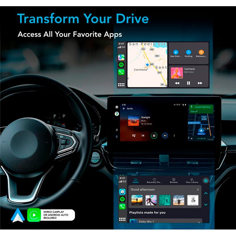 AutoSky WUA-8 Draadloze CarPlay en Android Auto Adapter – USB Dongle - Sapphire Edition
