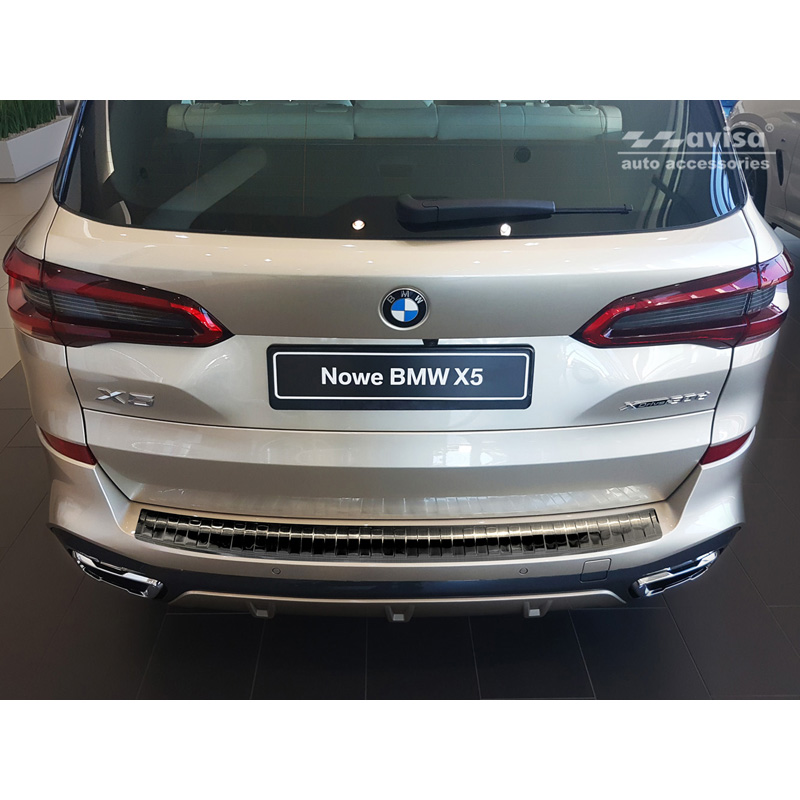 Zwart RVS Achterbumperprotector  BMW X5 (G05) M-Pakket 2018- excl. M-Competition 'Ribs'
