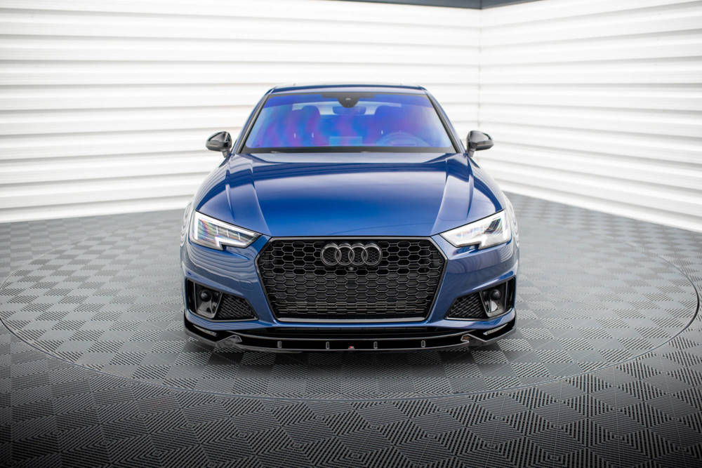 Voorspoiler V.1 Audi A4 Competition B9 FL Maxton Glans Zwart