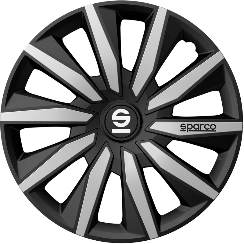 Sparco Wieldoppen Milano - 14-inch - Zwart/Zilver - Set van 4 stuks