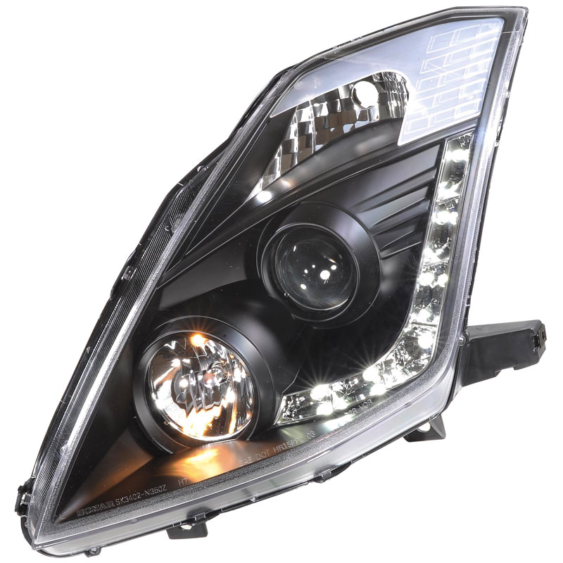 Set Koplampen in DRL-Look  Nissan 350Z 2003-2009 met OE Xenon (D2R) - Zwart
