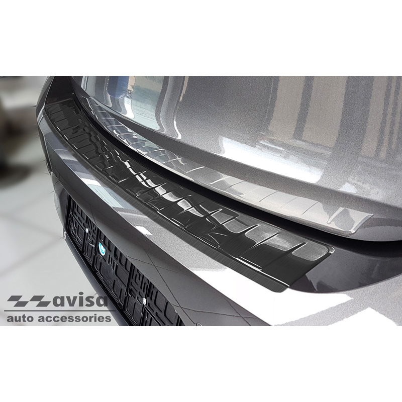 Zwart RVS Achterbumperprotector  Opel Corsa F Edition/Elegance HB 5-deurs 2019- 'Ribs' (excl. Equipment Ultimate)
