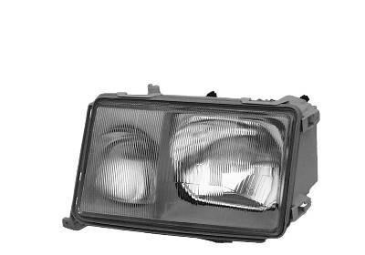 koplamp, H4+H3, pneum verstelb, donker grijs, links,-08/1989 Mer