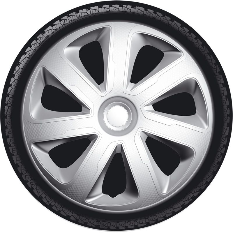 4-Delige Wieldoppenset Livorno 15-inch zilver carbon-look