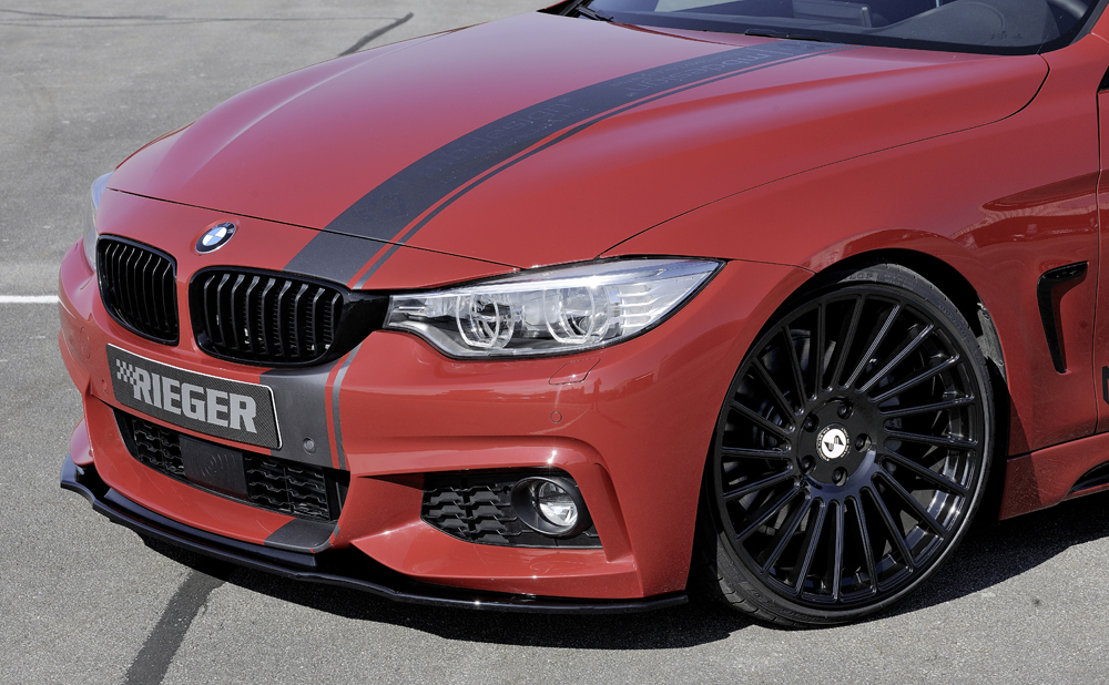 Voorspoiler BMW 4 Serie M Pakket F32 F33 F36 Rieger Glans Zwart