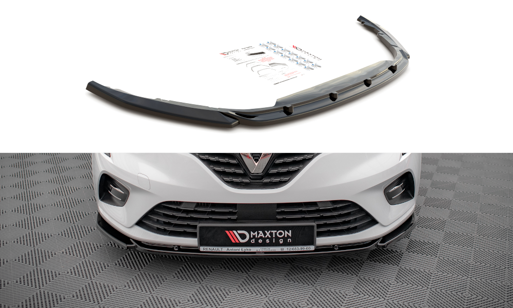 Voorspoiler V.1 Renault Clio Mk5 Maxton Glans Zwart