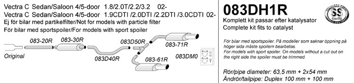 Simons Dual Power Uitlaatsysteem af kat. Opel Vectra C 2002>