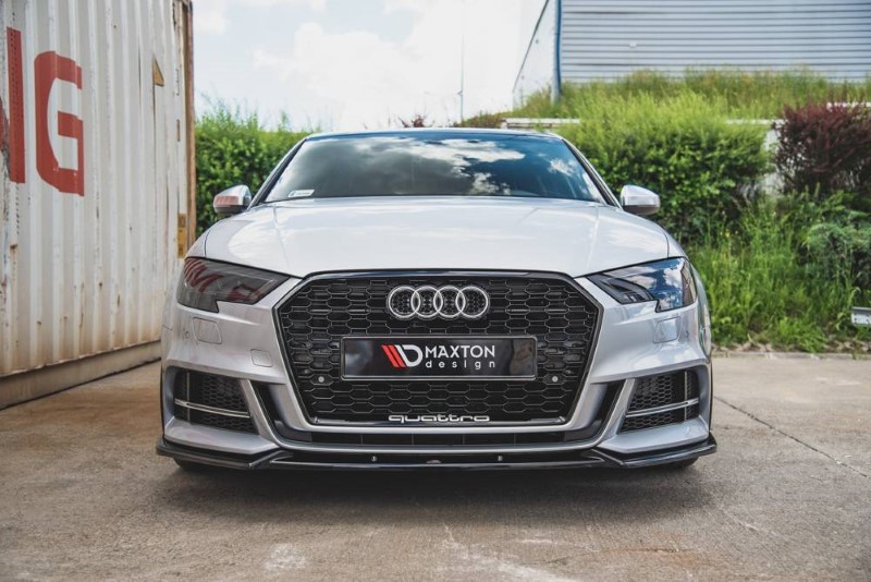 Voorspoiler V.3 Audi S3 / A3 S-Line 8V FaceLift Glanzend zwart