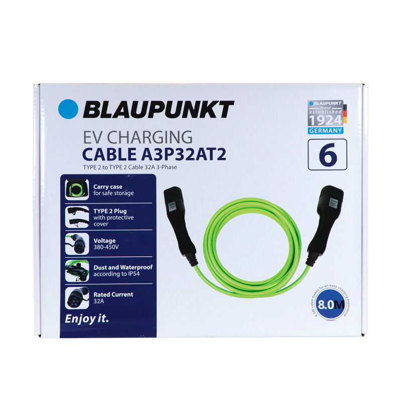 Blaupunkt Electric Vehicle Laadkabel Type2>2 32A 3ph A3P32AT2 8m