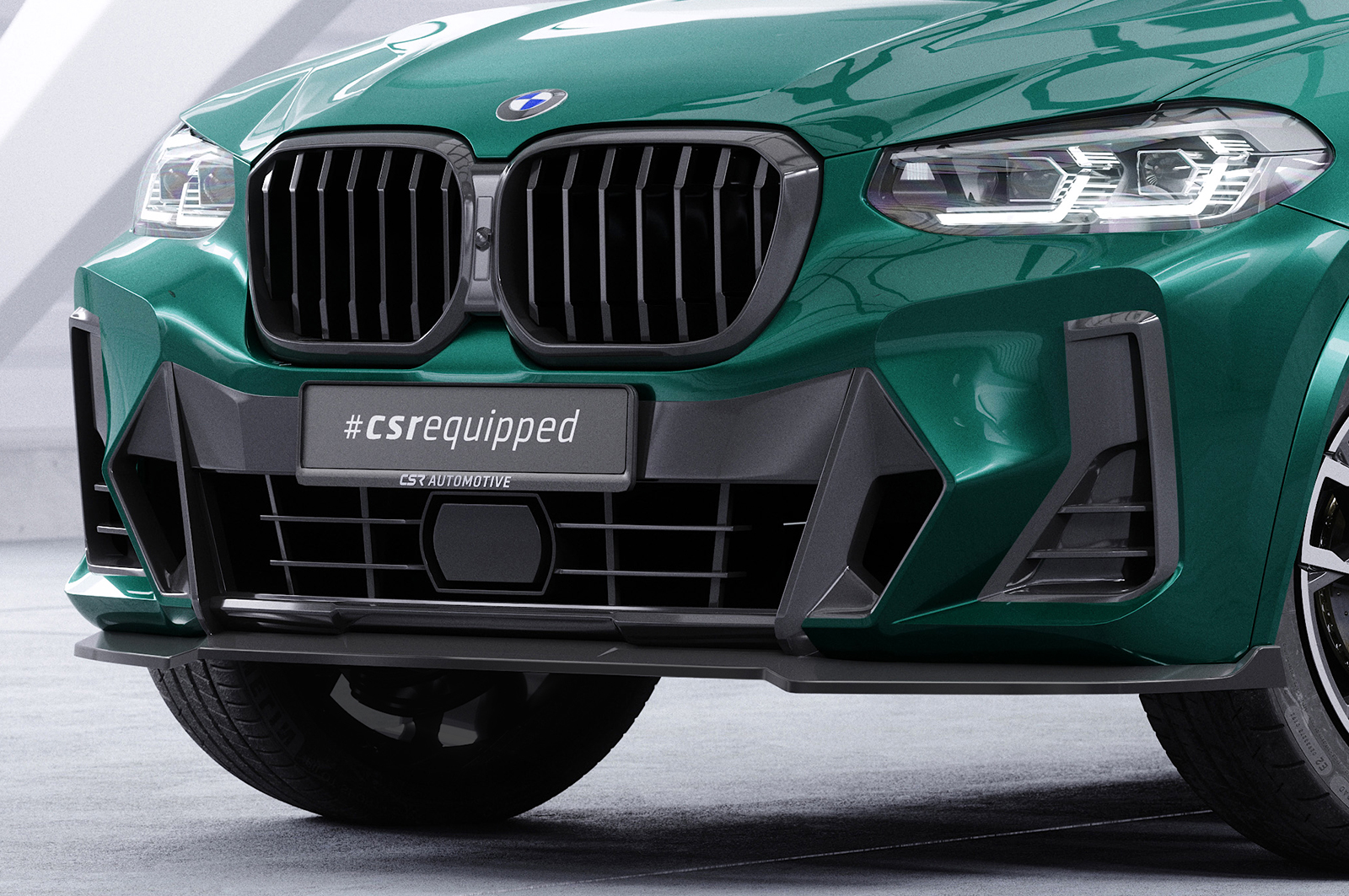 Voorspoiler BMW X3 G01 M pakket FL CSR Glans Zwart