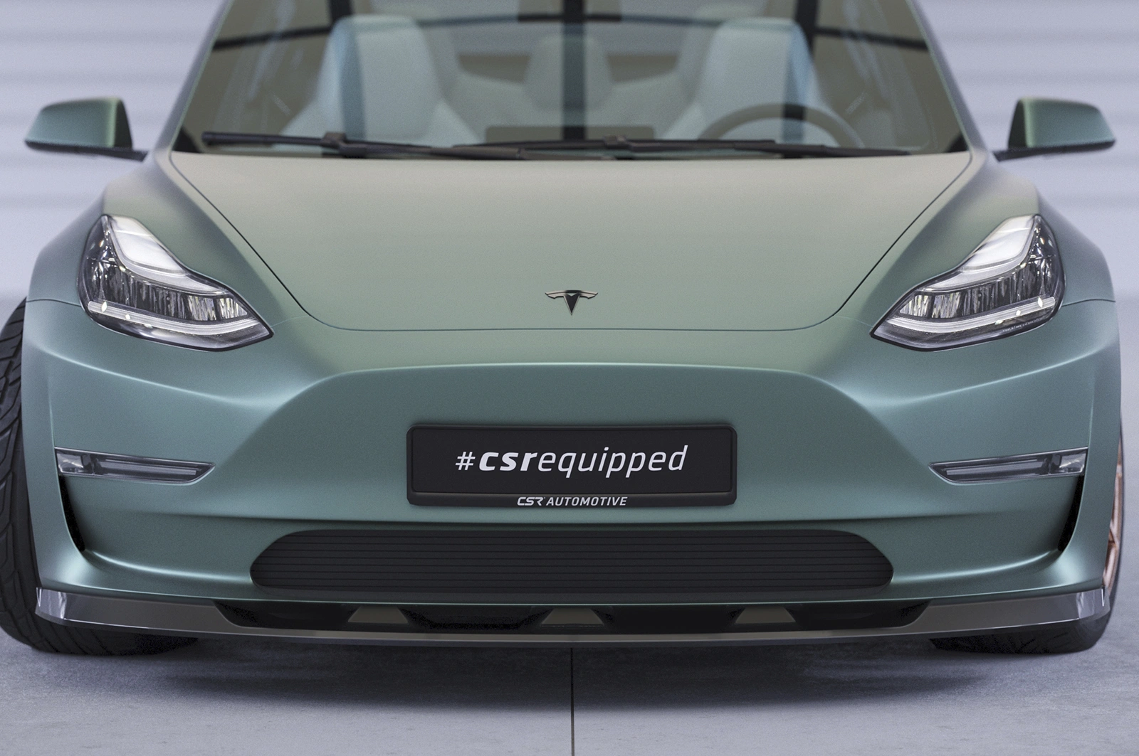 Voorspoiler Tesla Model 3 Glans Zwart – CSR (2017–09/2023 Voor-Facelift)