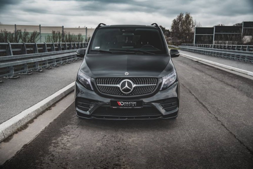 Voorspoiler Mercedes V-Klasse W447 AMG-Line Maxton Design glans zwart v.1