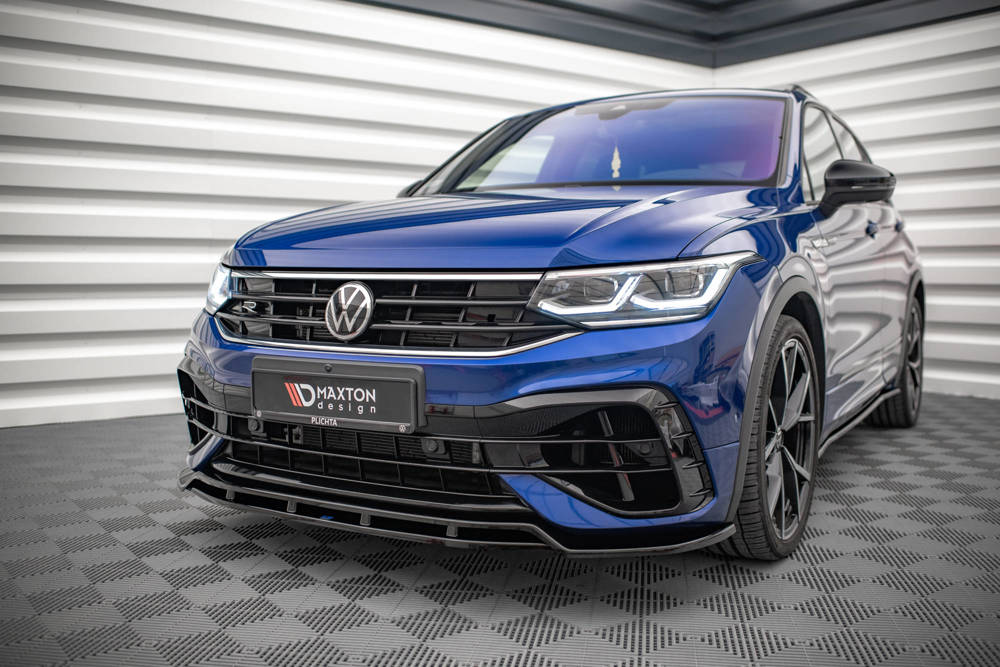 Voorspoiler V.1 VW Tiguan R MK2 Facelift Maxton Glans Zwart