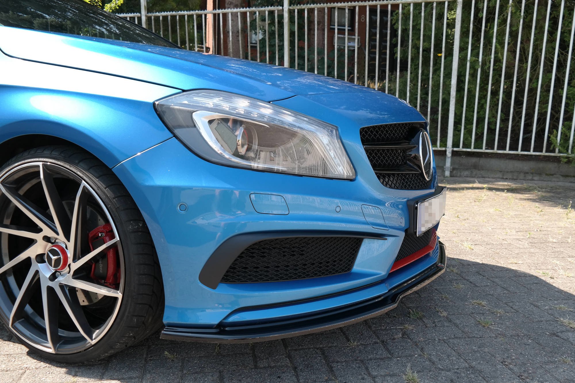 VoorSpoiler Mercedes W176 A45 AMG look M-Line Glans Zwart