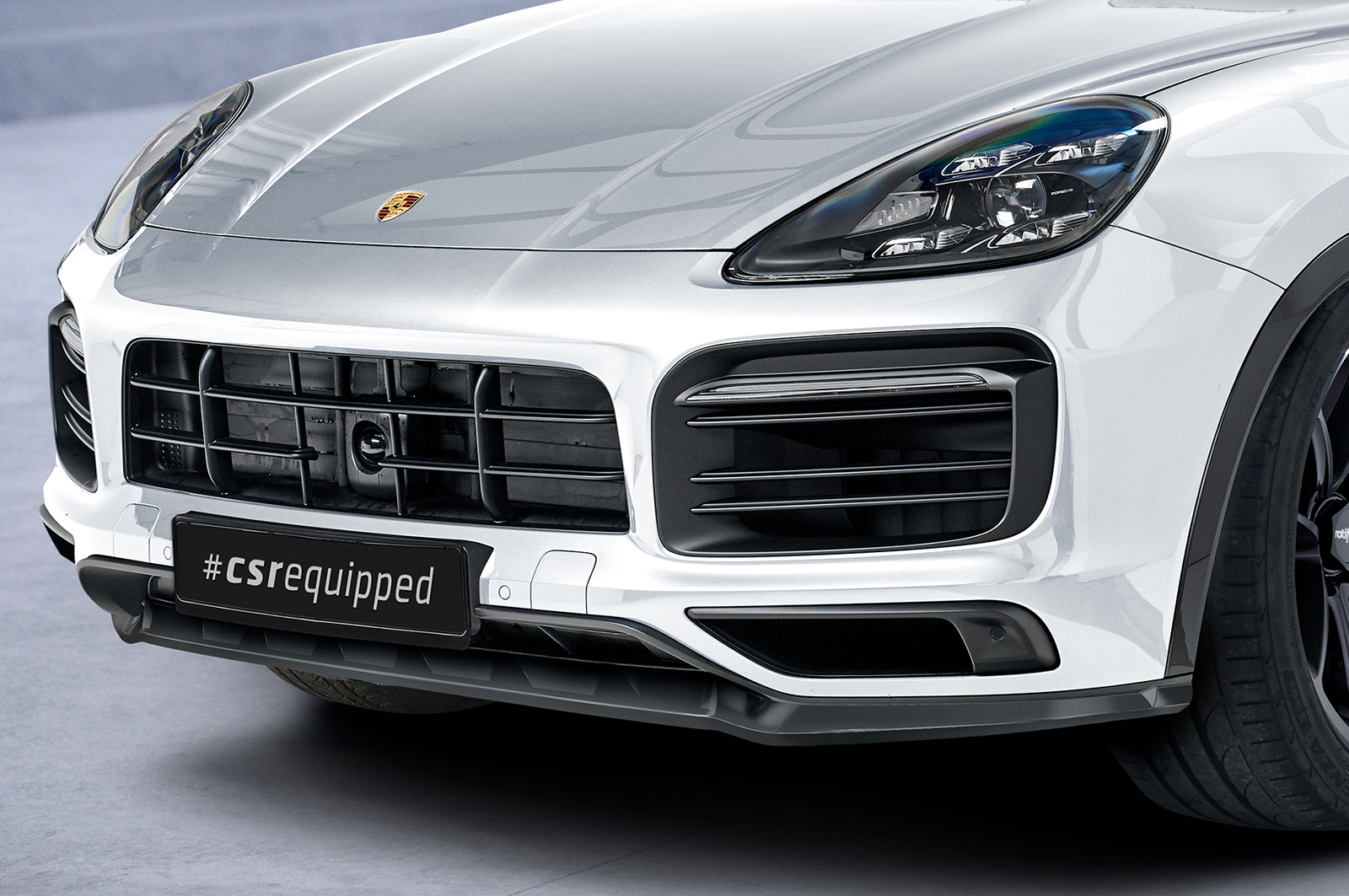 Voorspoiler Porsche Cayenne P0536/9YA CSR Glans Zwart