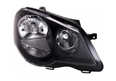 koplamp, H7+H1, zwart, elektr verstelb, incl stelmotortje, recht