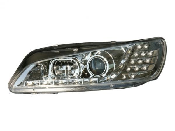 Koplampen Peugeot 306 93-96 LED Devil Eyes DRL look chroom LED