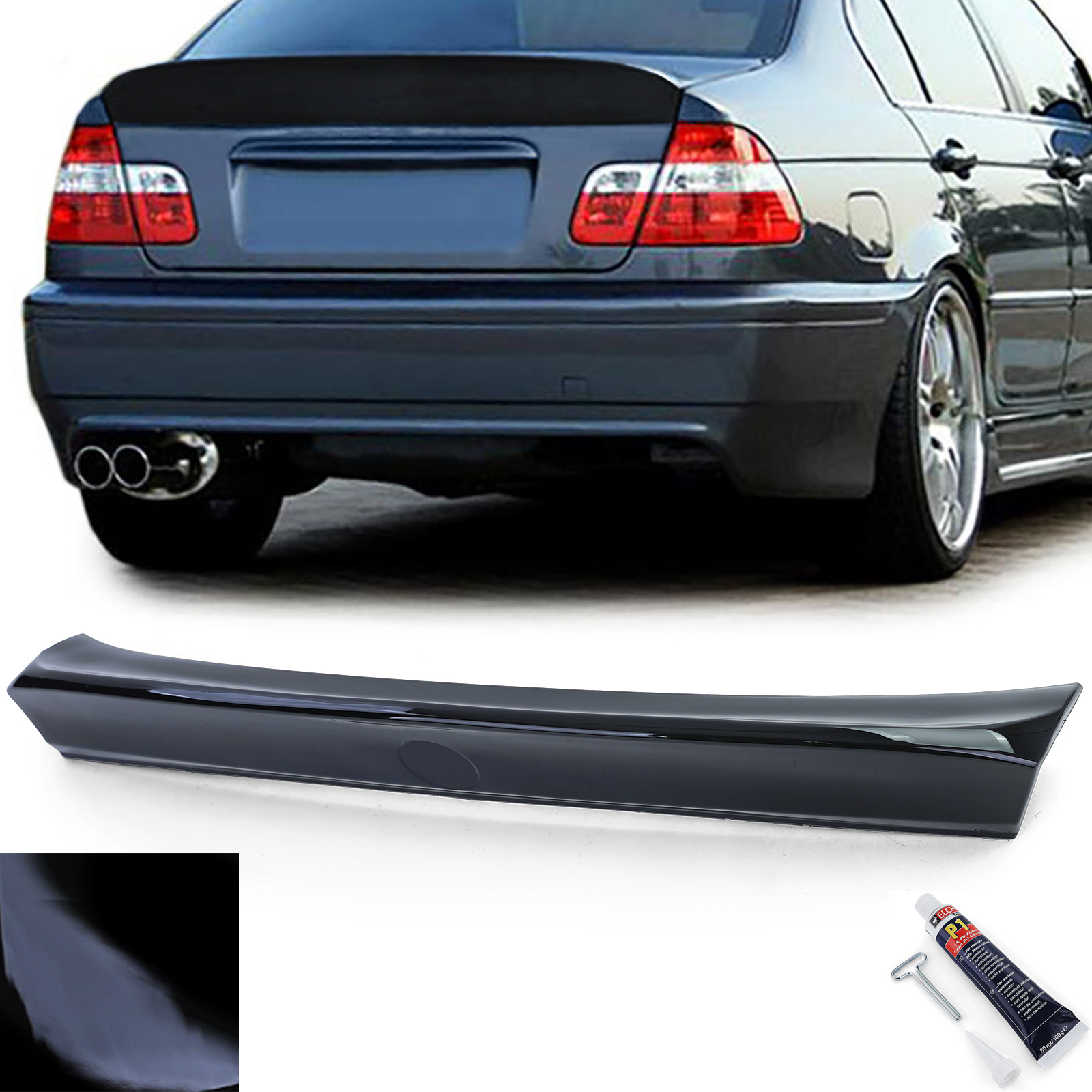 Spoiler CSL look BMW 3 Serie E46 Sedan Glans Zwart