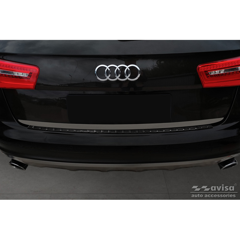 Echt 3D Carbon Achterbumperprotector  Audi A6 Allroad 2012-2018 'Ribs'