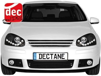 Koplampen VW Golf V 03-09 Devil Eyes real DRL LED Zwart voor origi