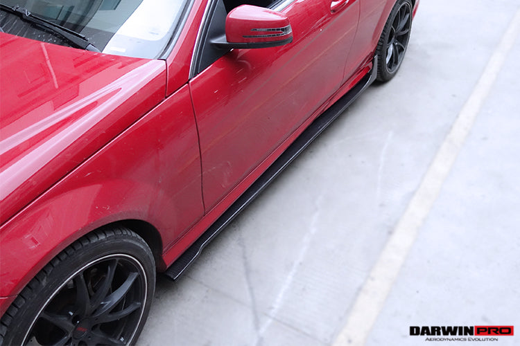 Mercedes Benz W204 C Class Coupe DP Style Carbon Fiber Zijskirts 2012-2014