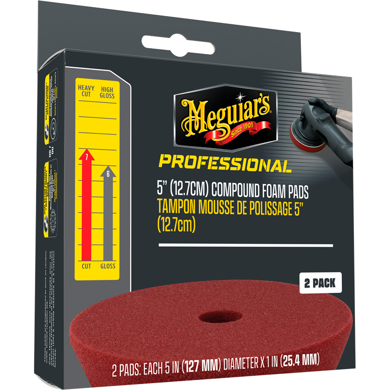 Meguiar's Professional Foam Compound Pads - 5'' diameter x 1'' (127mm x 25,4mm) - Rood - set van 2