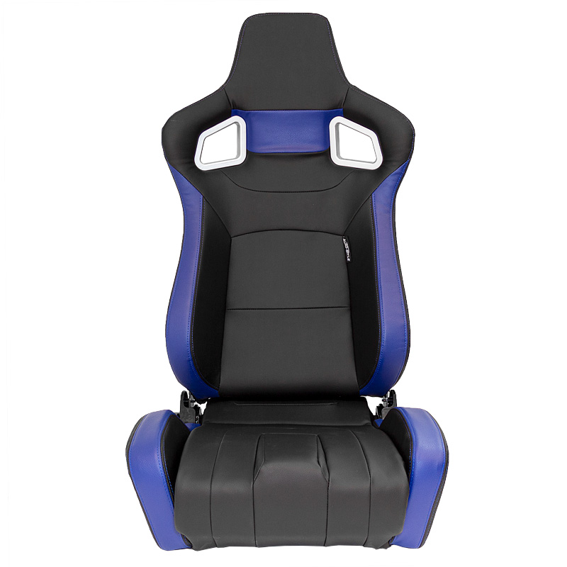 Sportstoel 'RS6-II' - Matzwart/Blauw Kunstleder - Dubbelzijdig verstelbare rugleuning - incl. sledes