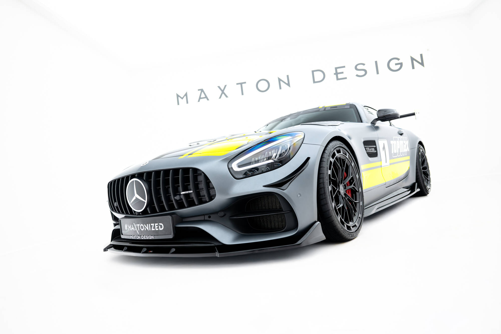 Voorspoiler Mercedes-AMG GT C C190 Facelift Maxton Glanzend zwart