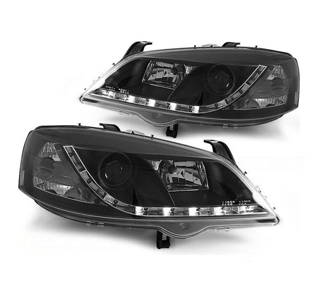 Koplampen Opel Astra G 1998-2004 Devil Eyes real DRL LED Zwart