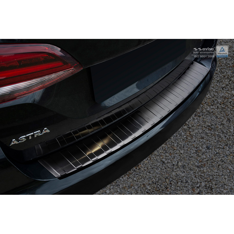 Zwart RVS Achterbumperprotector  Opel Astra K Sportstourer 2016-2022 'Ribs'