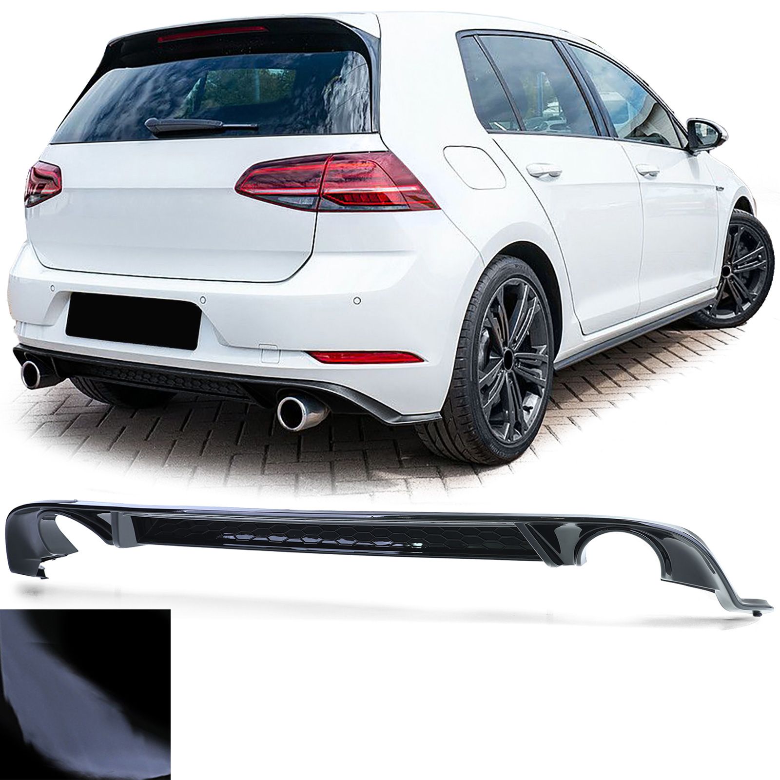 Achterdiffusor VW Golf 7 12-17 GTI-look Glans Zwart